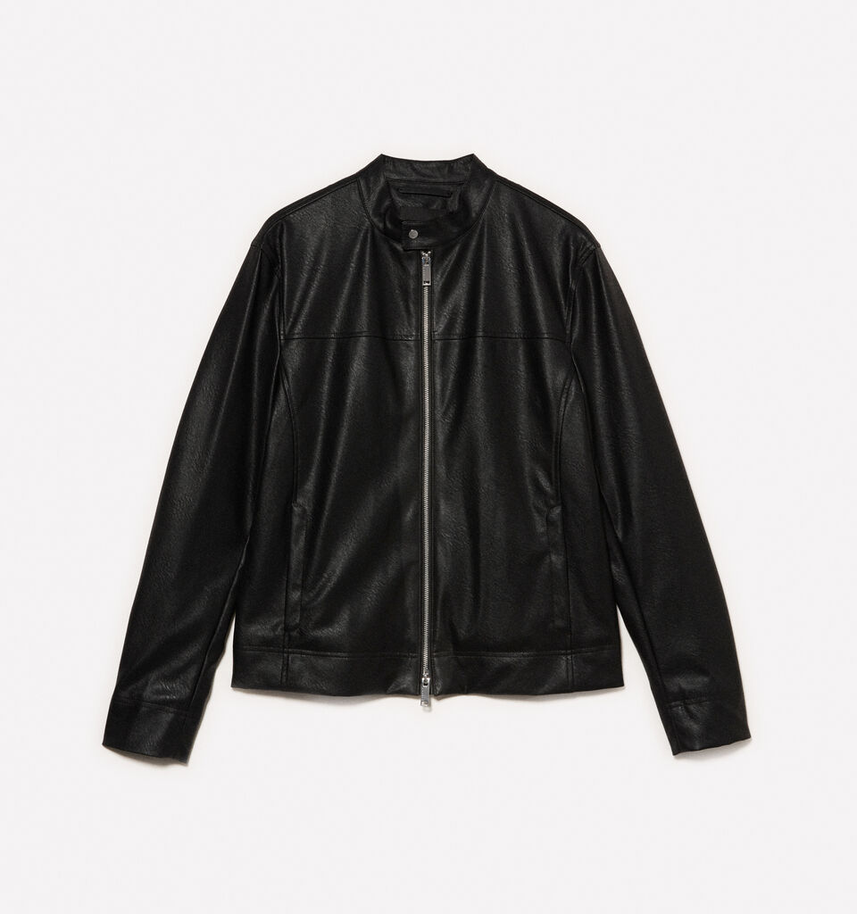 Black slim fit biker jacket - men's jackets and coats - Black | Sisley image number 5
